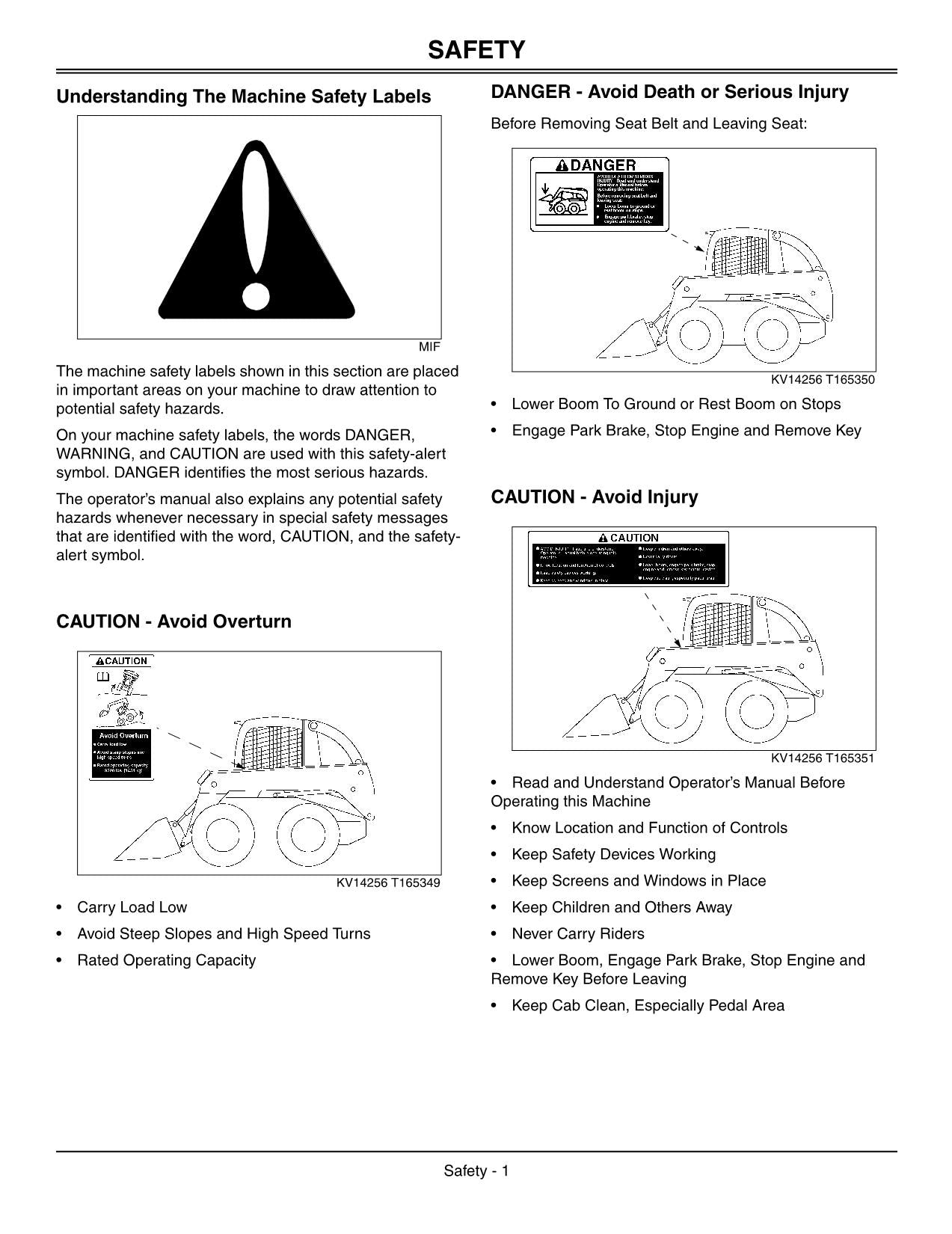 JOHN DEERE 280 SKID STEER OPERATORS MANUAL