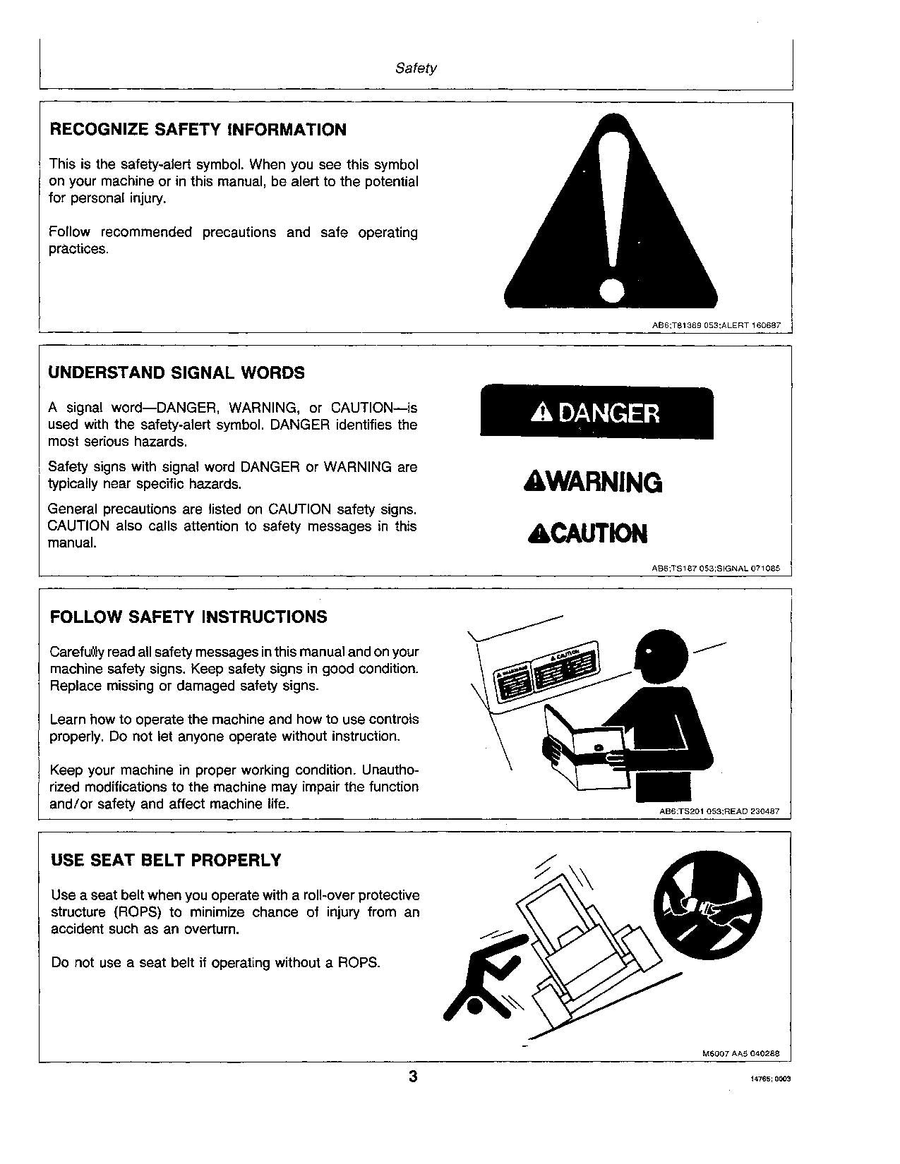 JOHN DEERE 4 70 90 SKID STEER OPERATORS MANUAL