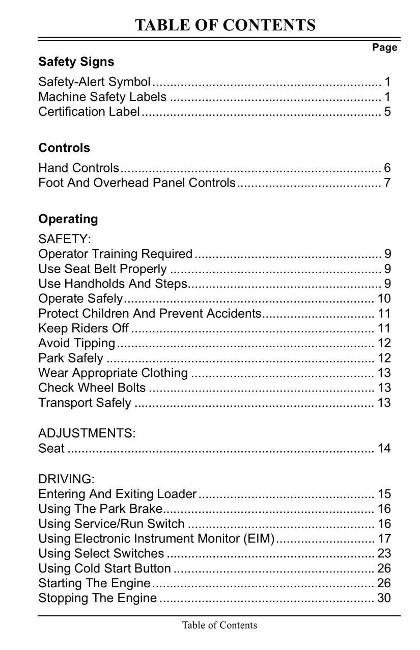 JOHN DEERE 8875 SKID STEER OPERATORS MANUAL #1