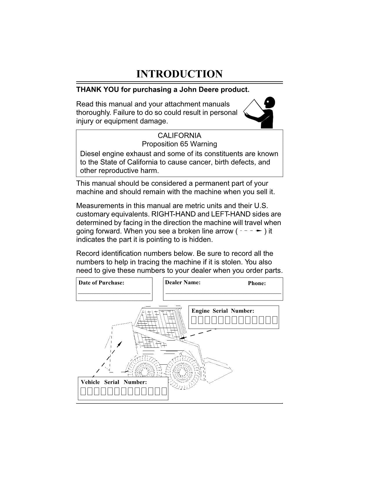 JOHN DEERE 4475 5575 SKID STEER OPERATORS MANUAL