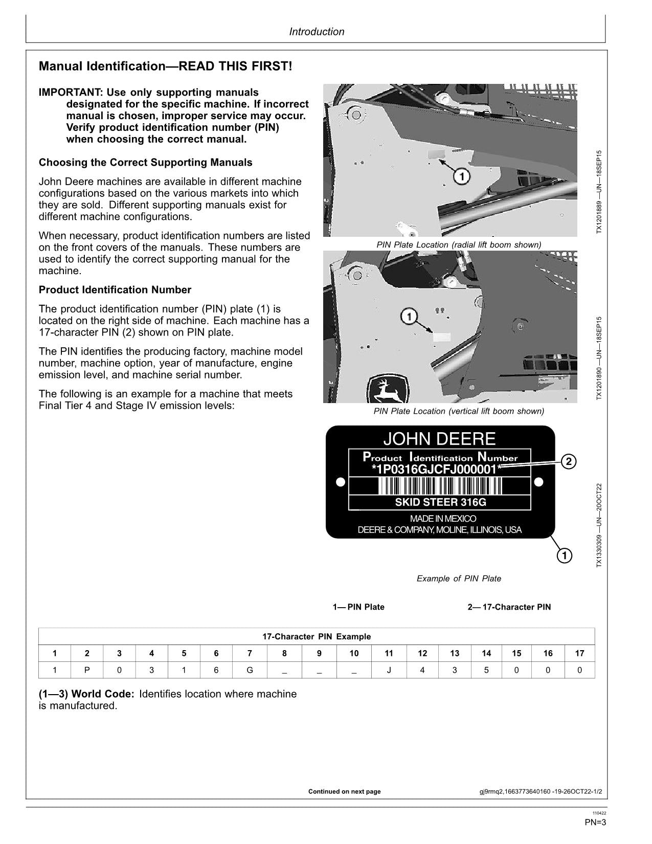 JOHN DEERE 316GR 318G SKID STEER OPERATORS MANUAL #3