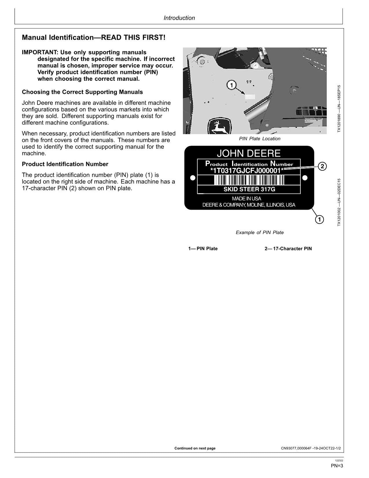 JOHN DEERE 317G SKID STEER OPERATORS MANUAL (ser J288093-) +BONUS