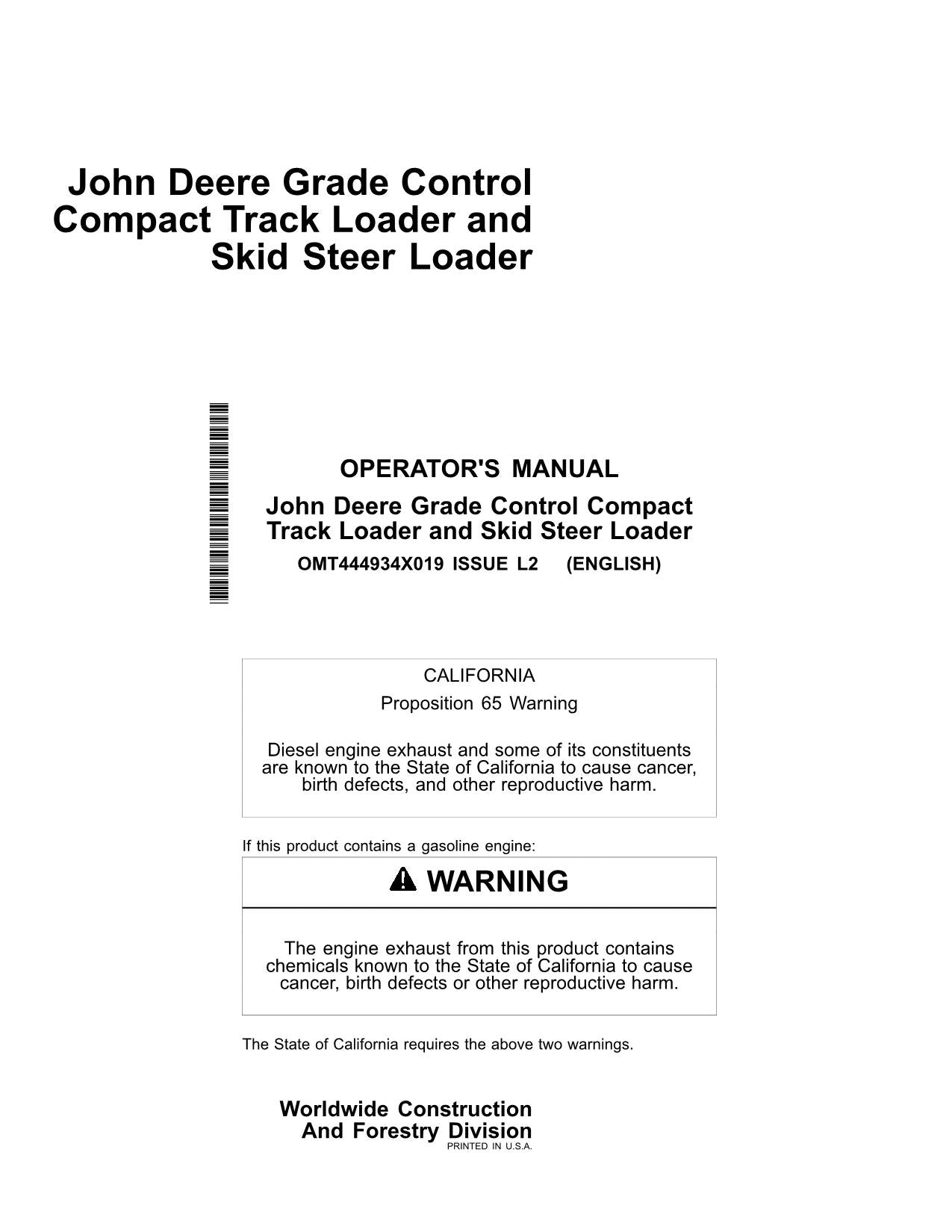 FOR JOHN DEERE 333G GRADE CONTROL SKID STEER OPERATORS MANUAL +BONUS!