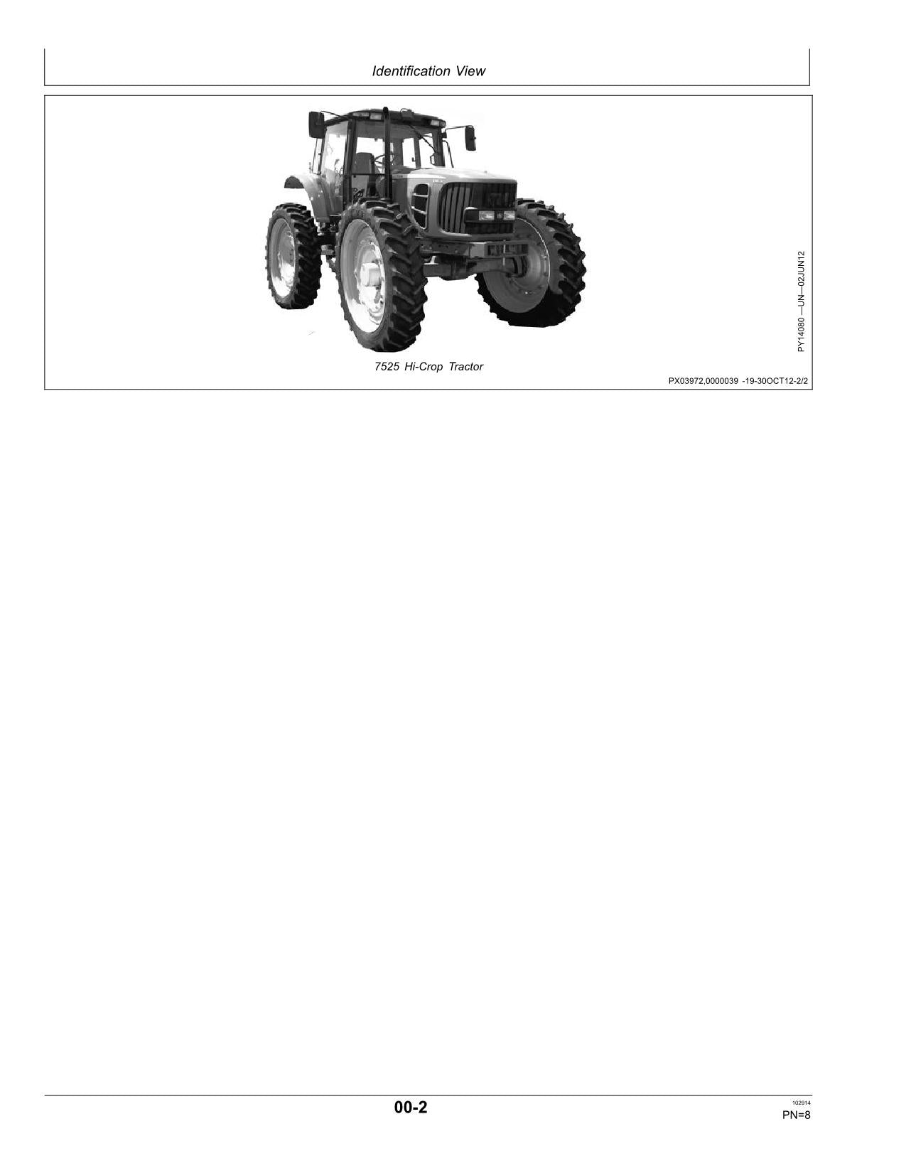 JOHN DEERE 7425 7525 TRAKTOR-BETRIEBSHANDBUCH Nr. 1