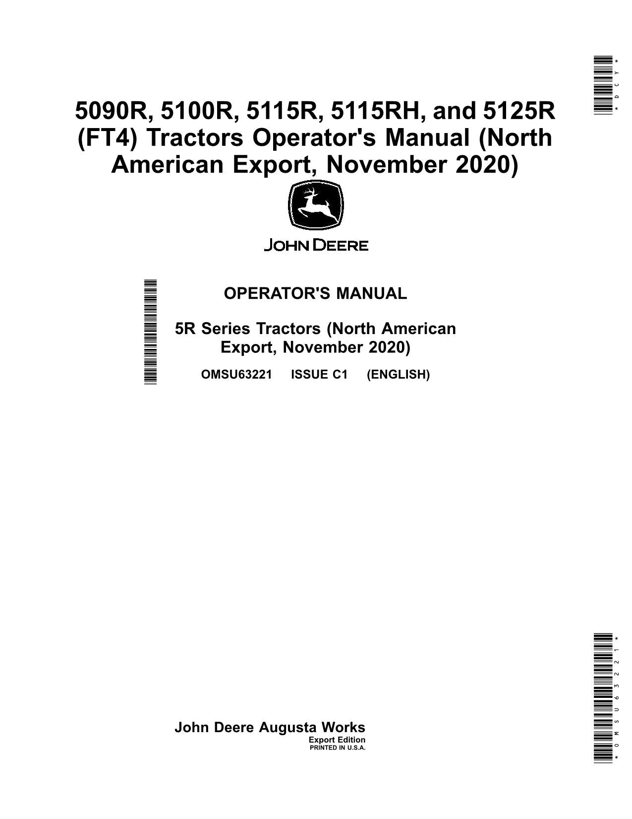 JOHN DEERE 5090R 5100R 5115R 5115RH 5125R TRACTOR OPERATORS MANUAL #2