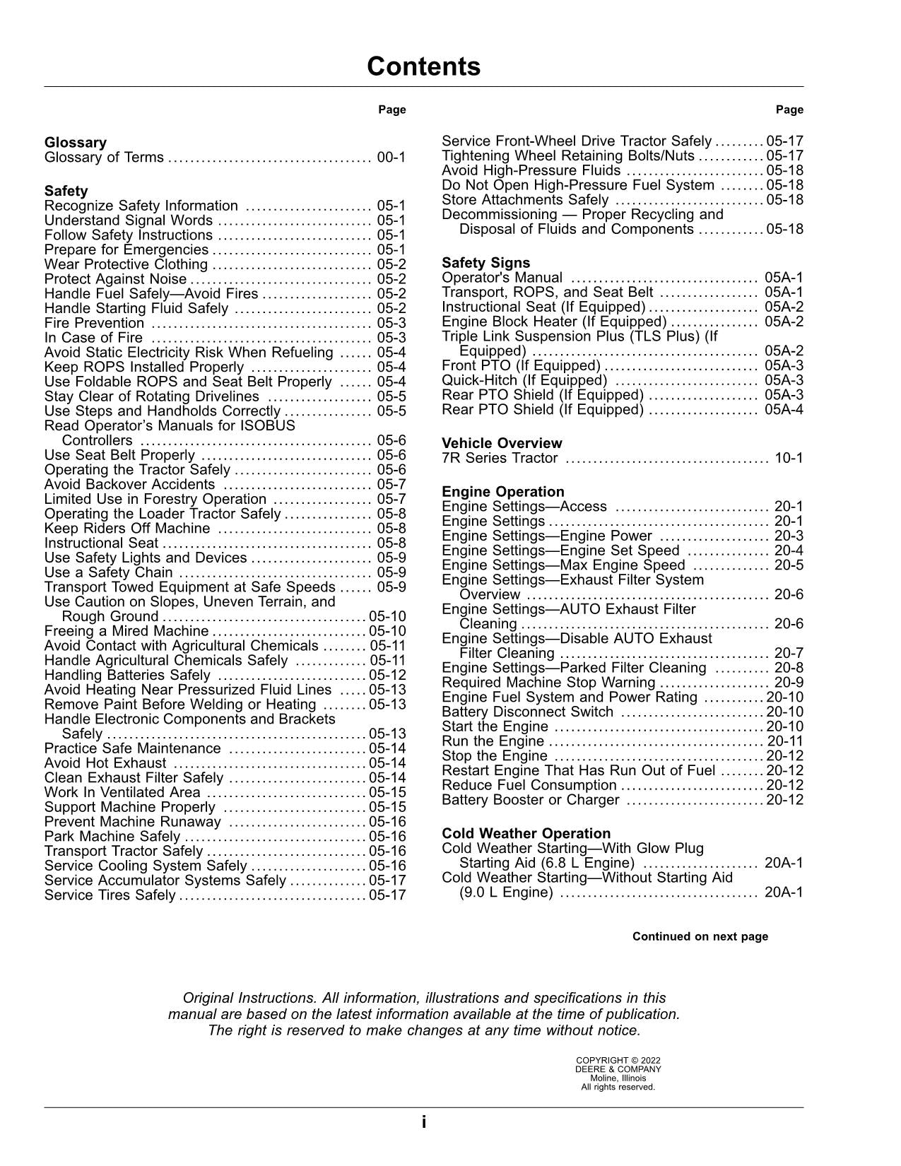 JOHN DEERE 7R 310 210 350 250 330 230 290 270 TRACTOR OPERATORS MANUAL