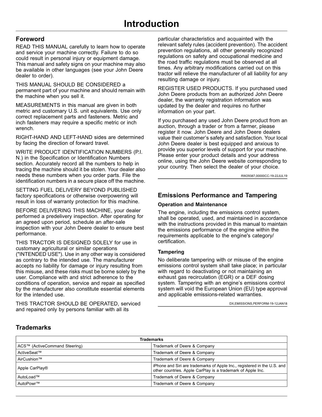 JOHN DEERE 8RT 340 410 310 370 TRACTOR OPERATORS MANUAL #3