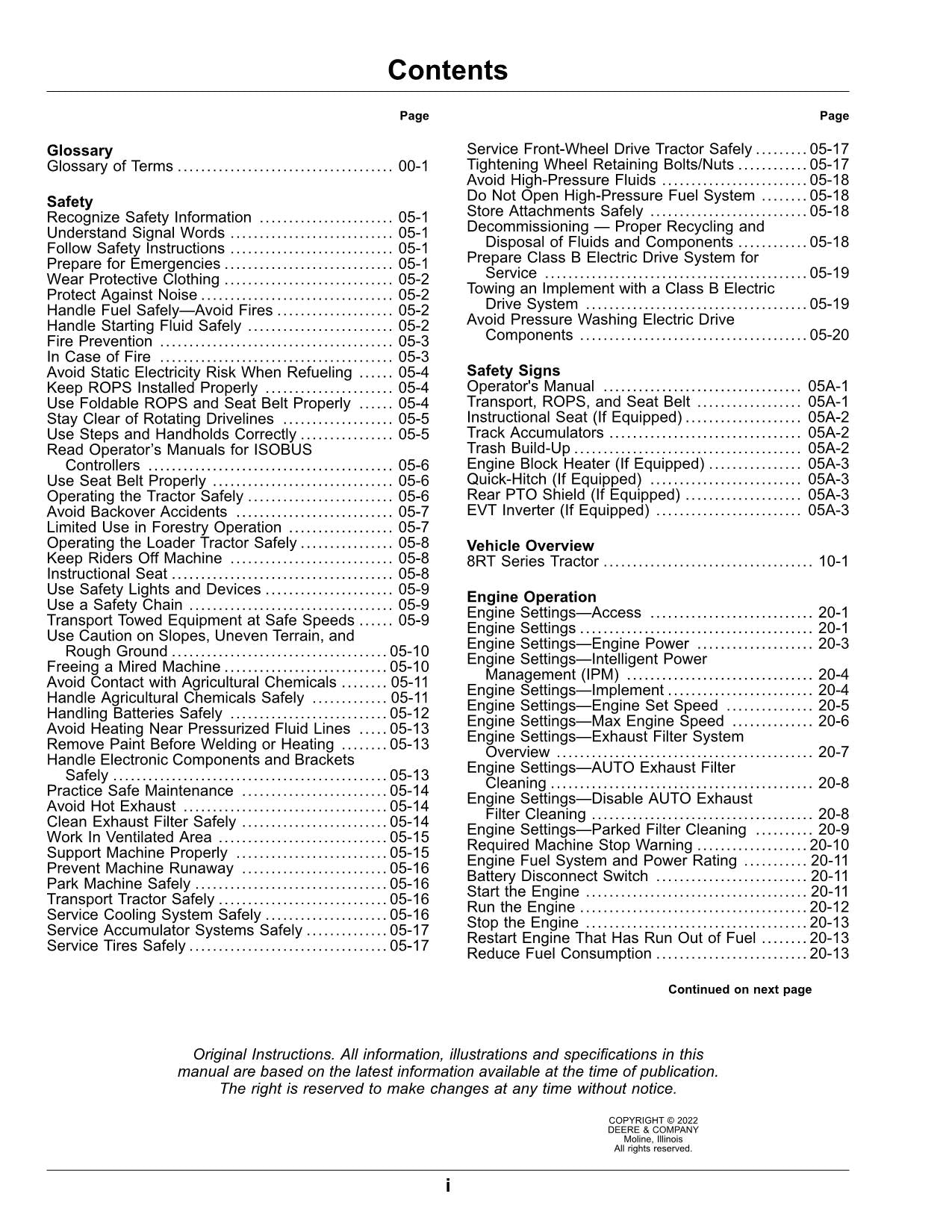 JOHN DEERE 8RT 340 410 310 370 TRACTOR OPERATORS MANUAL #3