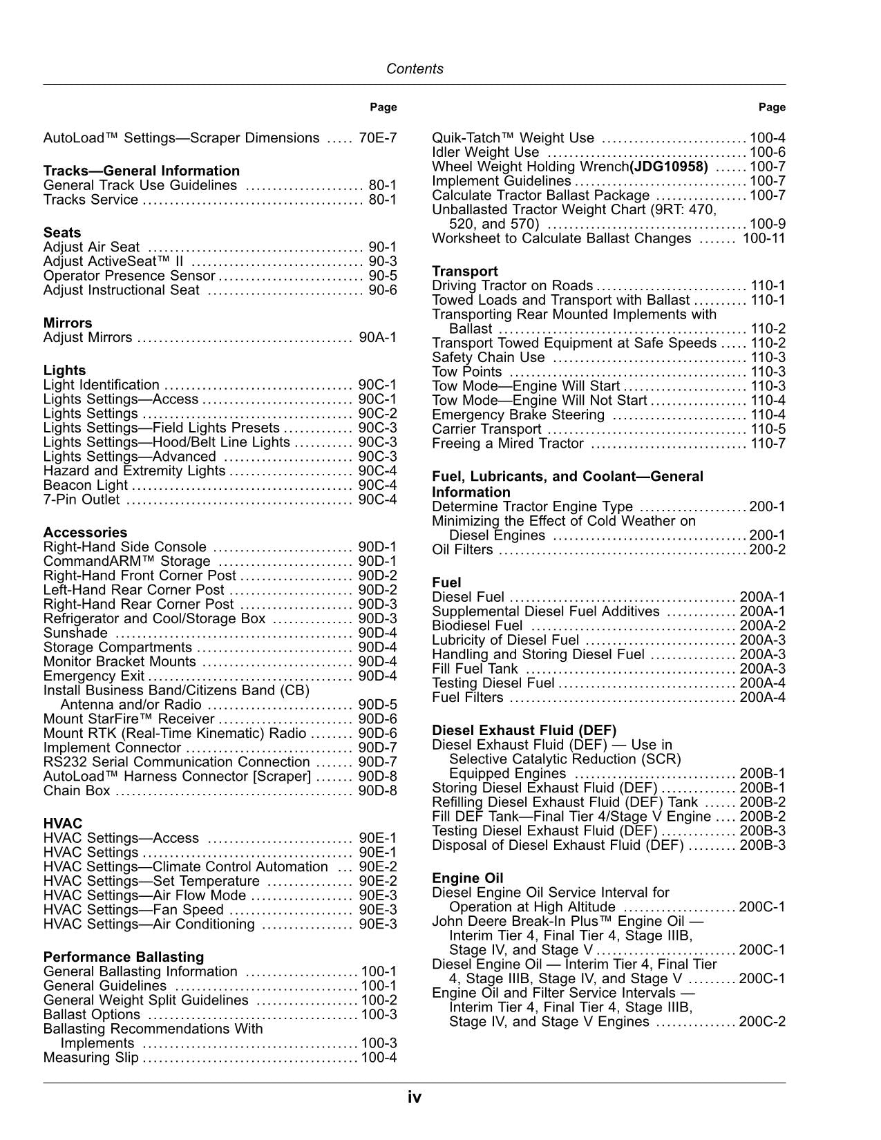 JOHN DEERE 9RT 520 520 570 470 570 470 TRACTOR OPERATORS MANUAL