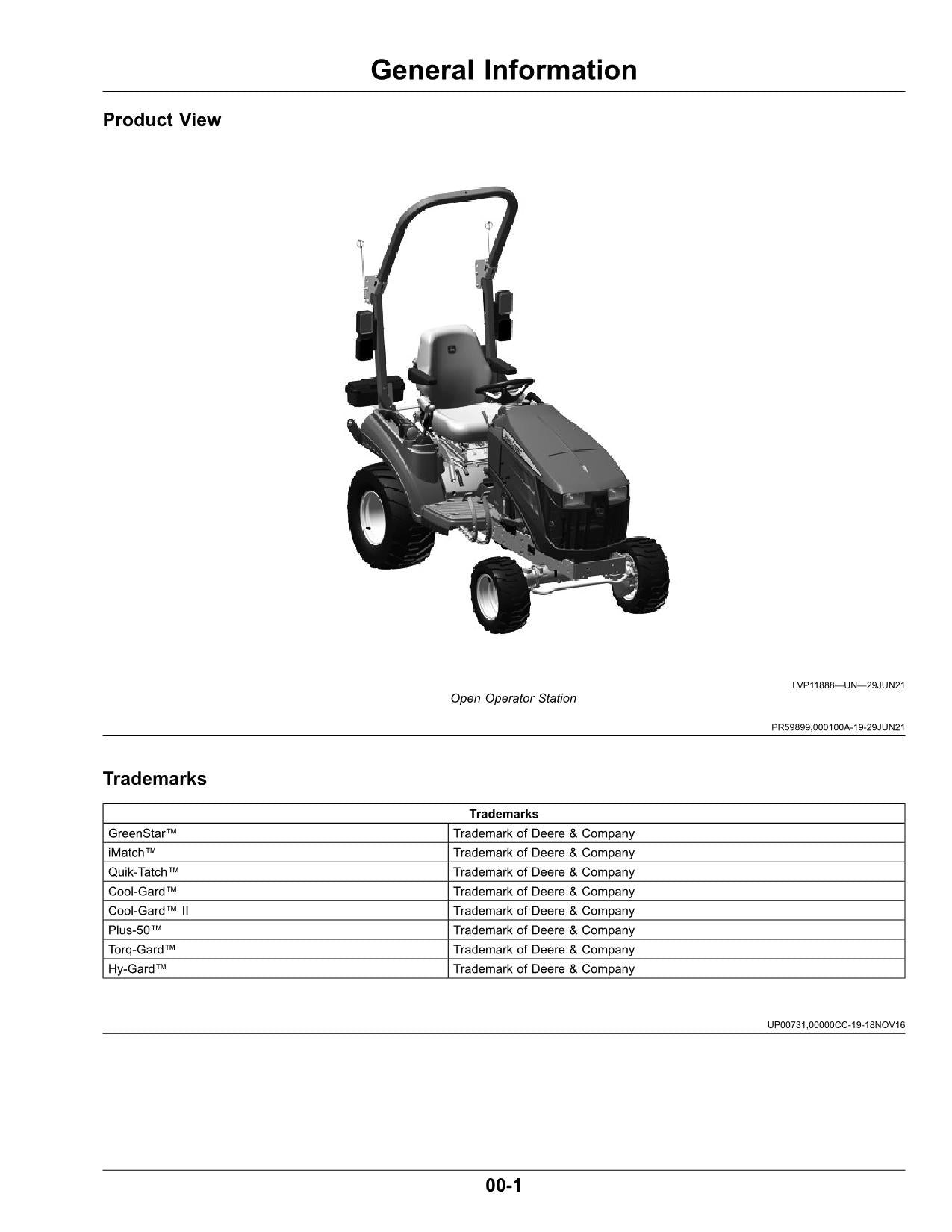 JOHN DEERE 1025R 1023E TRAKTOR-BETRIEBSHANDBUCH Nr. 1