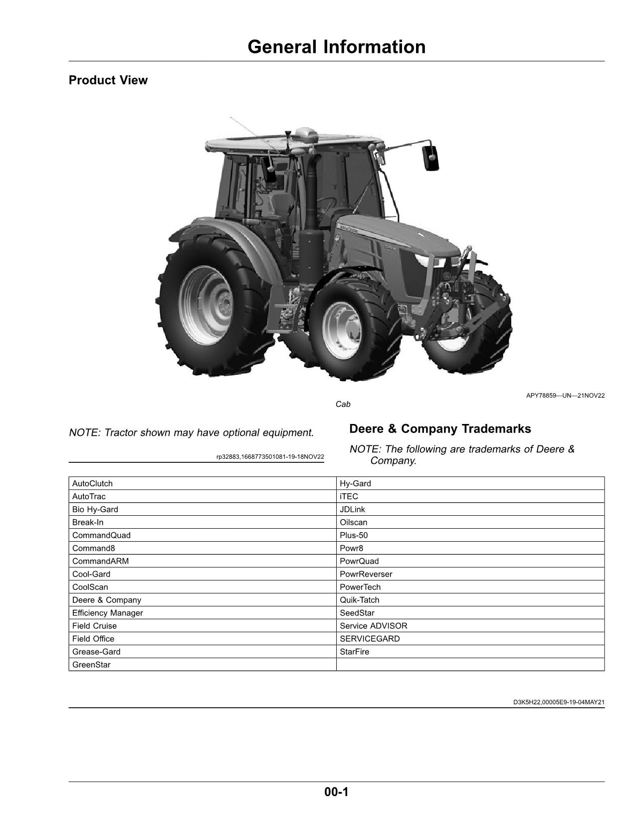 JOHN DEERE 5120M 5130M 5095M 5105M TRAKTOR-BETRIEBSHANDBUCH Nr. 3