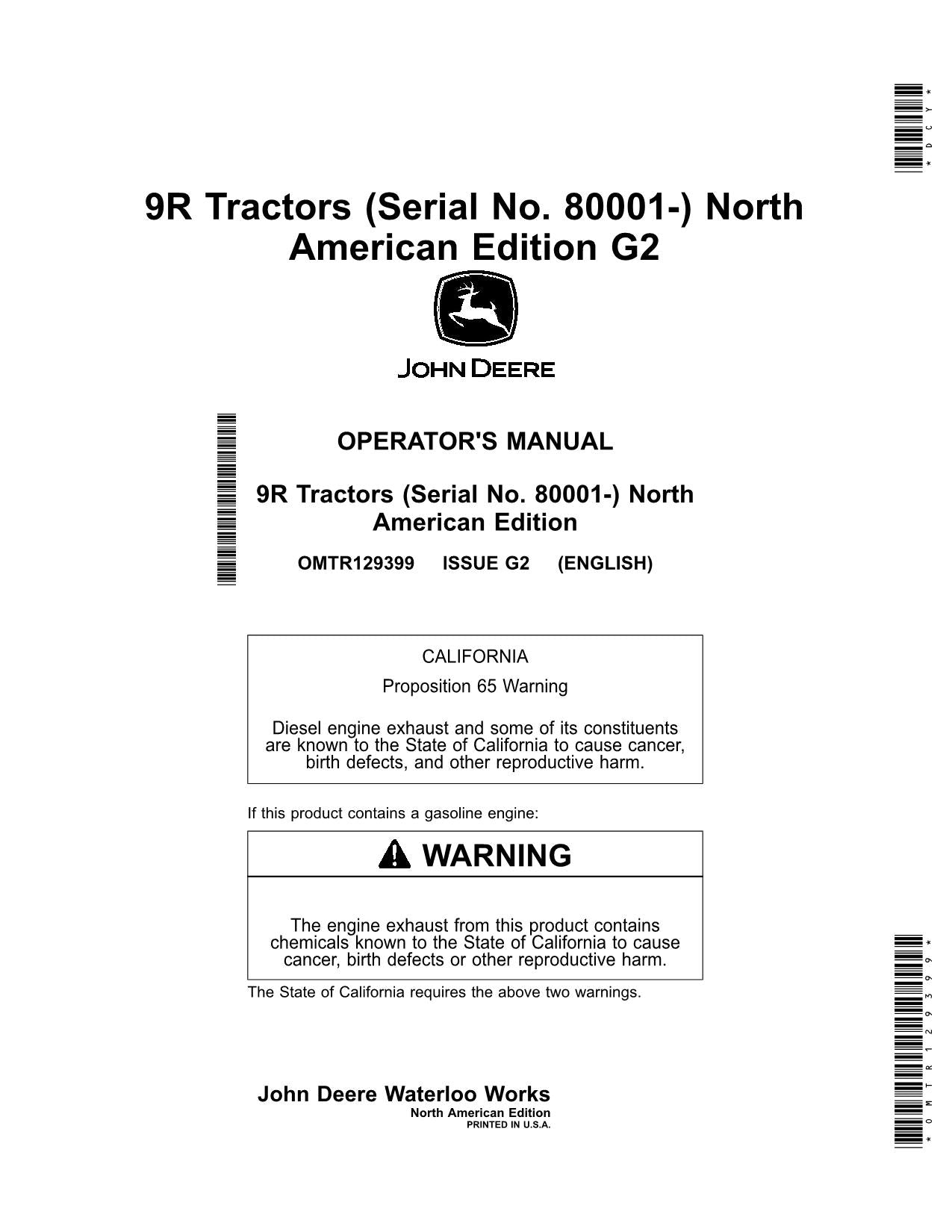 JOHN DEERE 9R 590 490 390 640 540 440 TRACTOR OPERATORS MANUAL #1