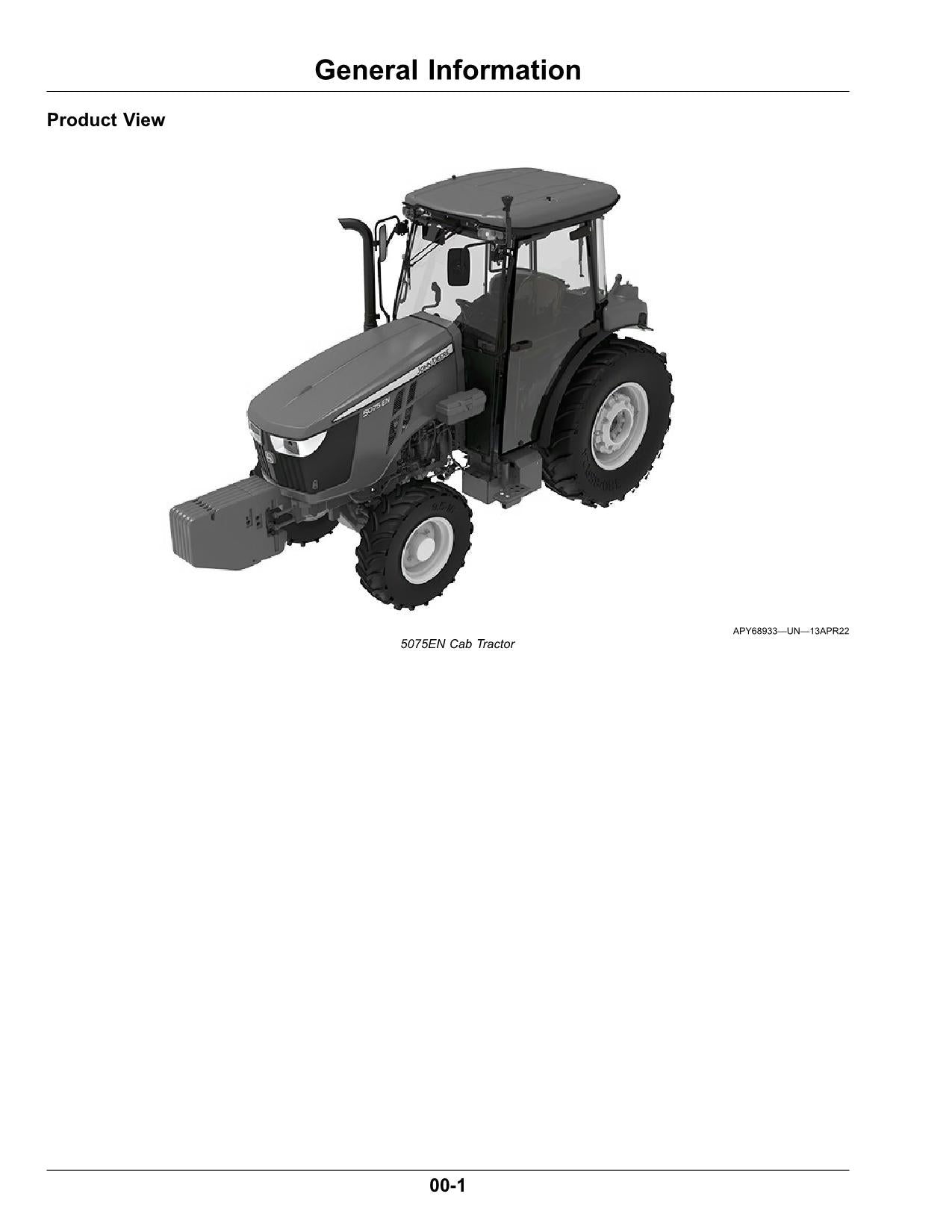 JOHN DEERE 5075EN TRACTOR OPERATORS MANUAL