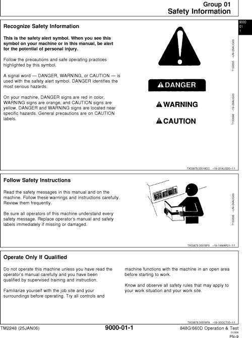 JOHN DEERE 848G 660D SKIDDER OPERATION TEST SERVICE MANUAL