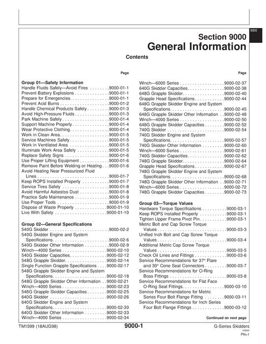 JOHN DEERE 540G 548G 640G SKIDDER-BETRIEBSTEST-SERVICEHANDBUCH SER –565684