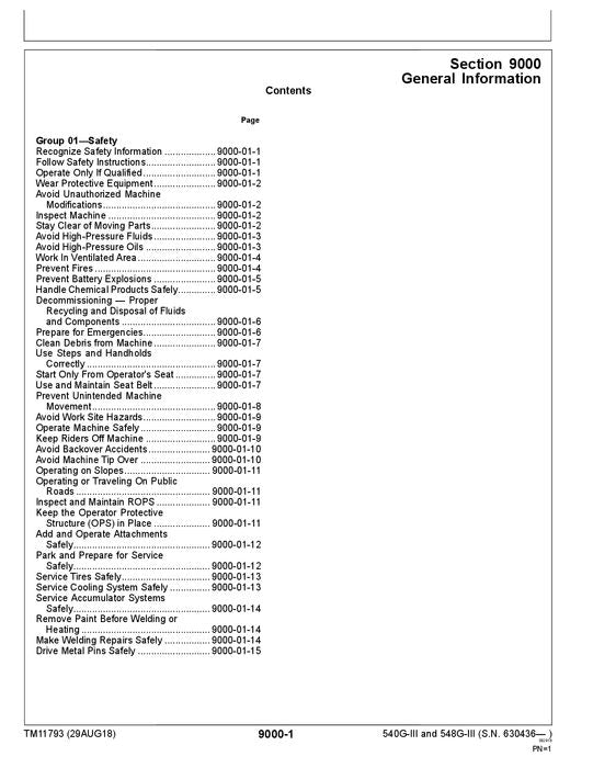 JOHN DEERE 540GIII 548GIII SKIDDER OPERATION TEST SERVICE MANUAL