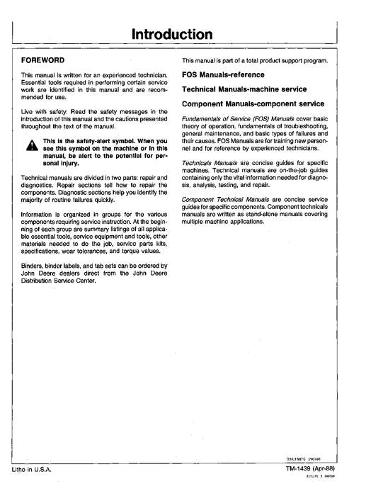 JOHN DEERE 540D 548D SKIDDER OPERATION TEST SERVICE MANUAL