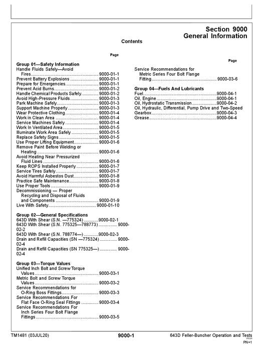 JOHN DEERE 643D SKIDDER OPERATION TEST SERVICE MANUAL