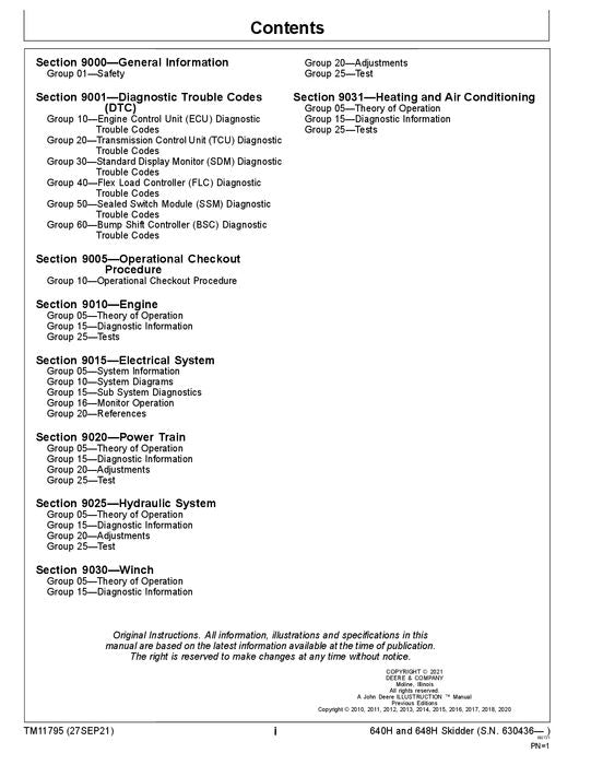 JOHN DEERE 640H 648H SKIDDER OPERATION TEST SERVICE MANUAL #2