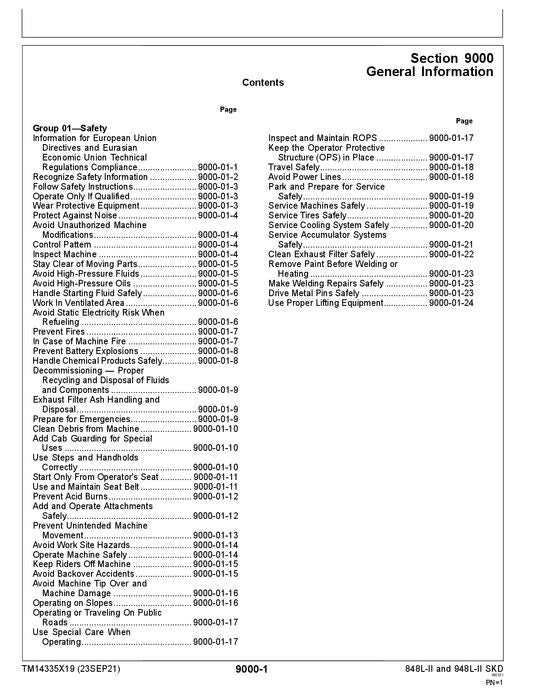 JOHN DEERE 848L-II 948L-II SKIDDER OPERATION TEST SERVICE MANUAL #1