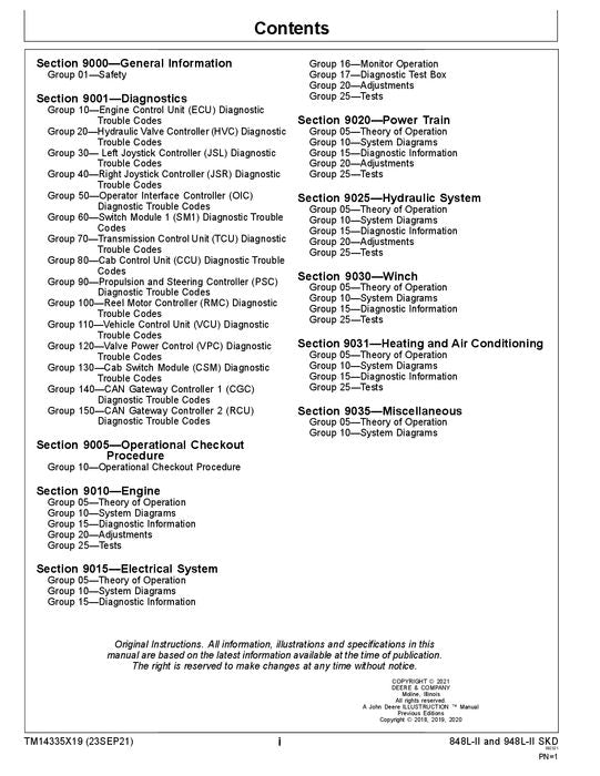 JOHN DEERE 848L-II 948L-II SKIDDER OPERATION TEST SERVICE MANUAL #1