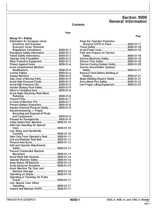 JOHN DEERE 640L-II 648L-II 748L-II SKIDDER OPERATION TEST SERVICE MANUAL