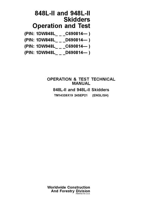 JOHN DEERE 848L-II 948L-II SKIDDER OPERATION TEST SERVICE MANUAL #2