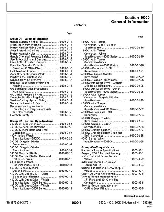 JOHN DEERE 560D 460D 360D SKIDDER OPERATION TEST SERVICE MANUAL