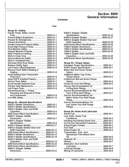 JOHN DEERE 540GII 548GII 640GII SKIDDER OPERATION TEST SERVICE MANUAL