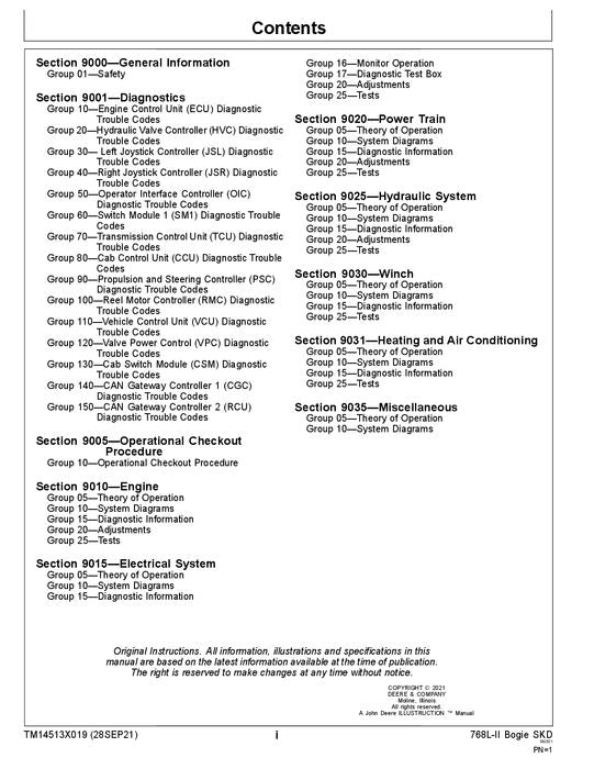 JOHN DEERE 768L-II 748L-II SKIDDER OPERATION TEST SERVICE MANUAL