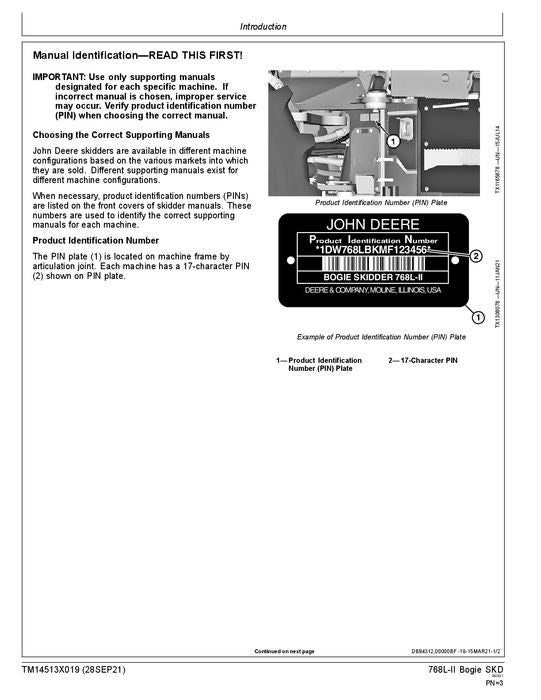 MANUEL D'ENTRETIEN ET D'ESSAI DE FONCTIONNEMENT DU DÉBUSQUEUR JOHN DEERE 768L-II 748L-II