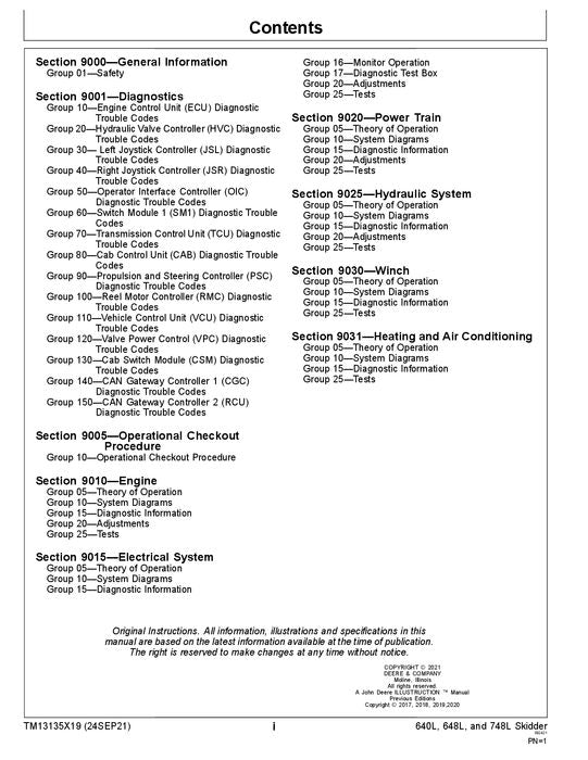 JOHN DEERE 640L 648L 748L SKIDDER OPERATION TEST SERVICE MANUAL #2