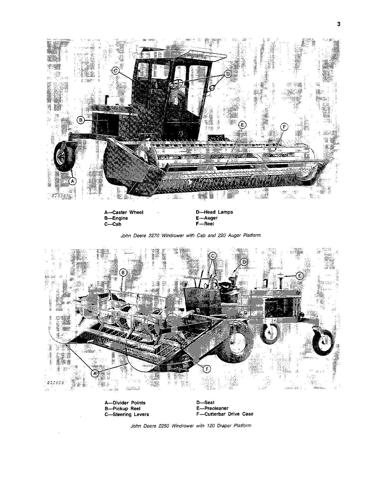 JOHN DEERE 2250 2270 220 WINDROWER OPERATORS MANUAL #1