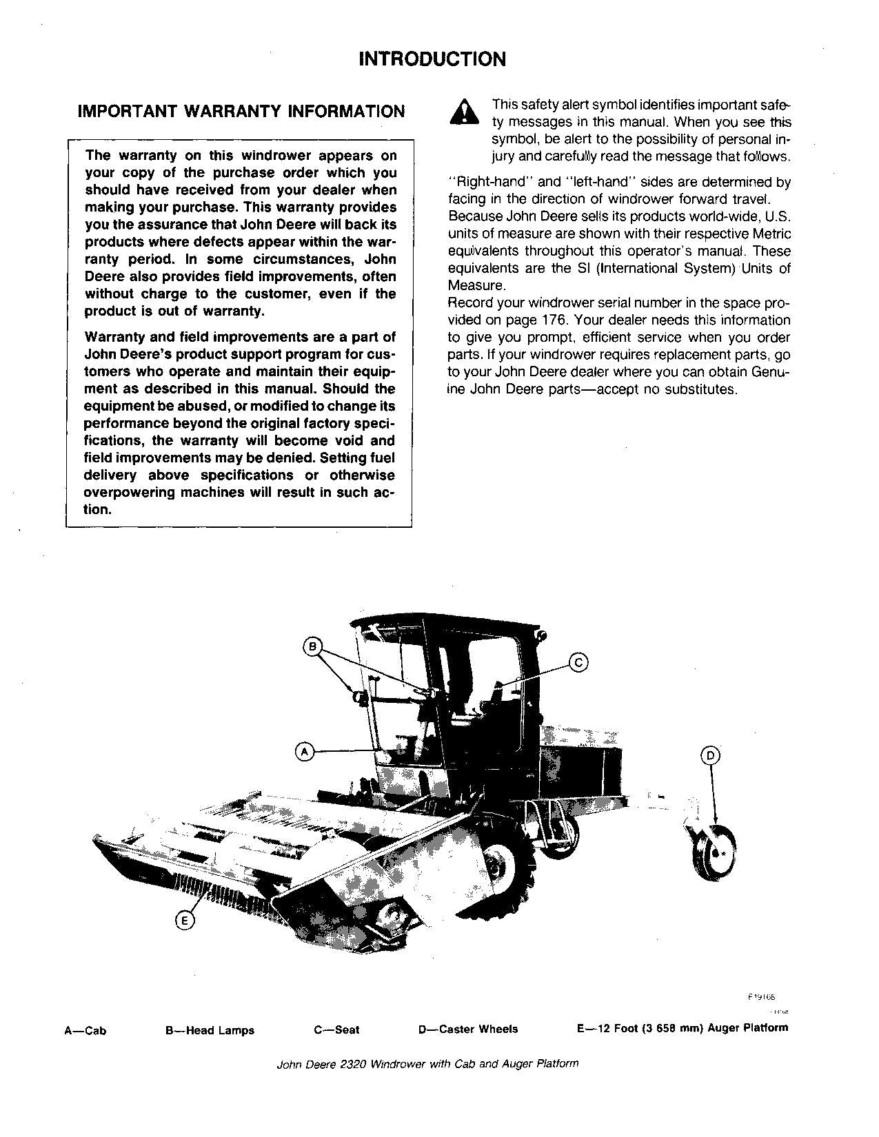 MANUEL D'UTILISATION DE L'ANDAINEUSE JOHN DEERE 2320 242 #1