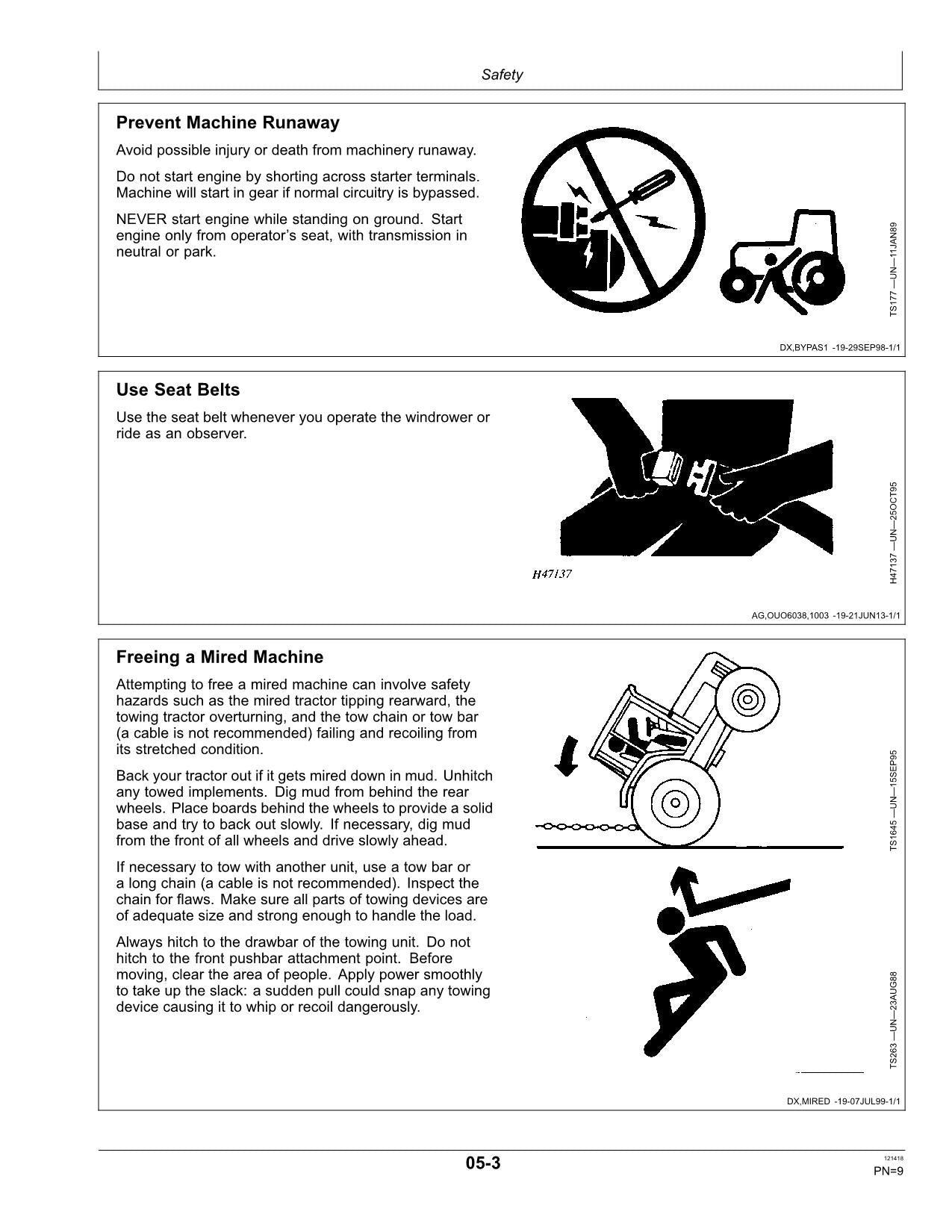 JOHN DEERE W110 WINDROWER OPERATORS MANUAL #1