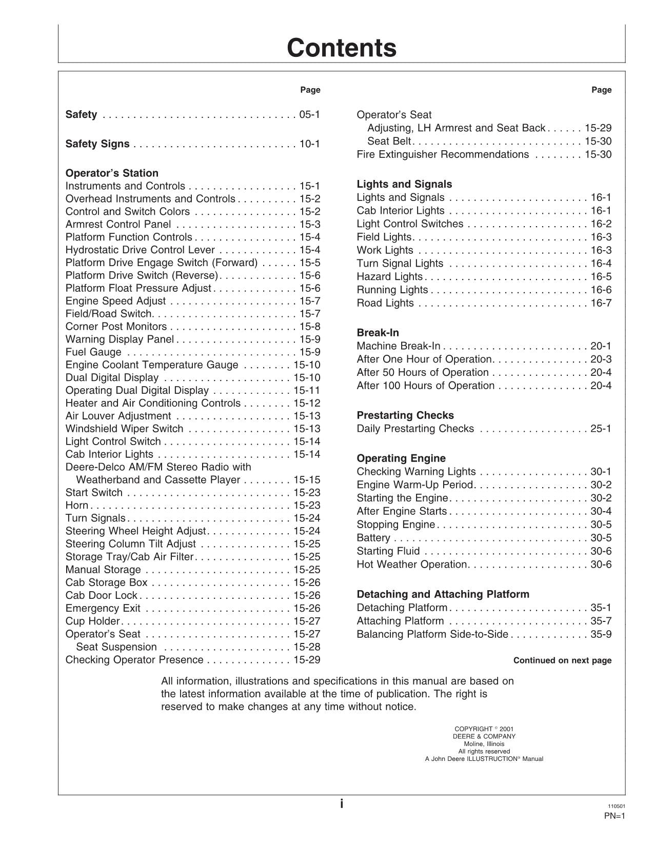 JOHN DEERE 4895 WINDROWER OPERATORS MANUAL #1