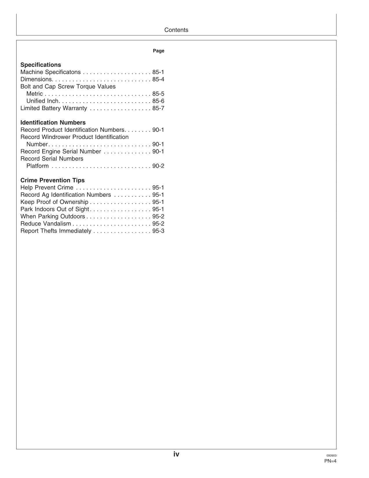 JOHN DEERE 4995 WINDROWER OPERATORS MANUAL #2