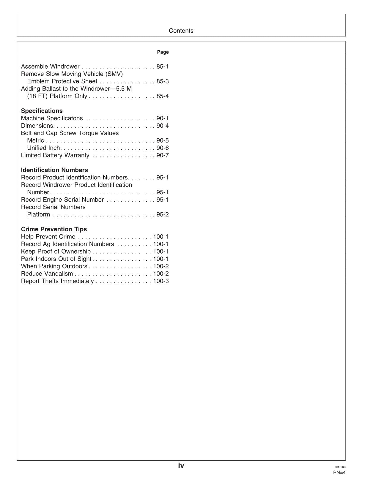 JOHN DEERE 4895 WINDROWER OPERATORS MANUAL #3