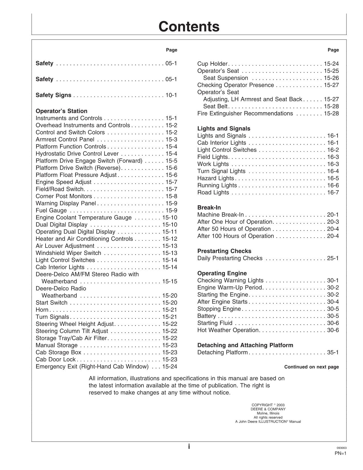 JOHN DEERE 4895 WINDROWER OPERATORS MANUAL #3