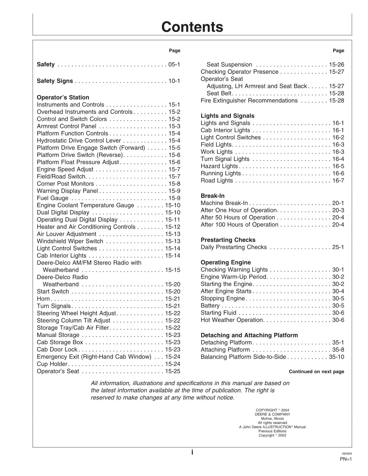 JOHN DEERE 4895 WINDROWER OPERATORS MANUAL #4