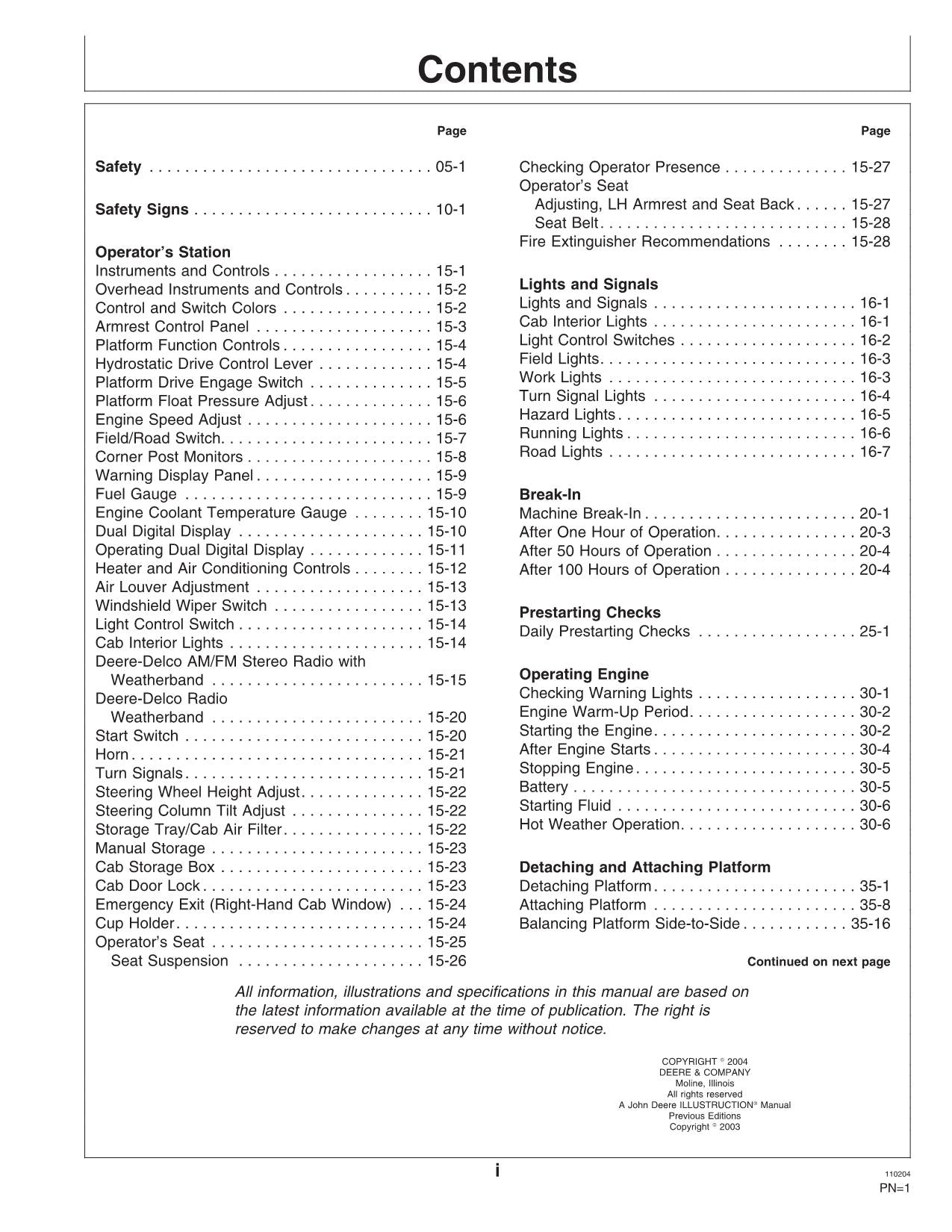 JOHN DEERE 4995 WINDROWER OPERATORS MANUAL #3