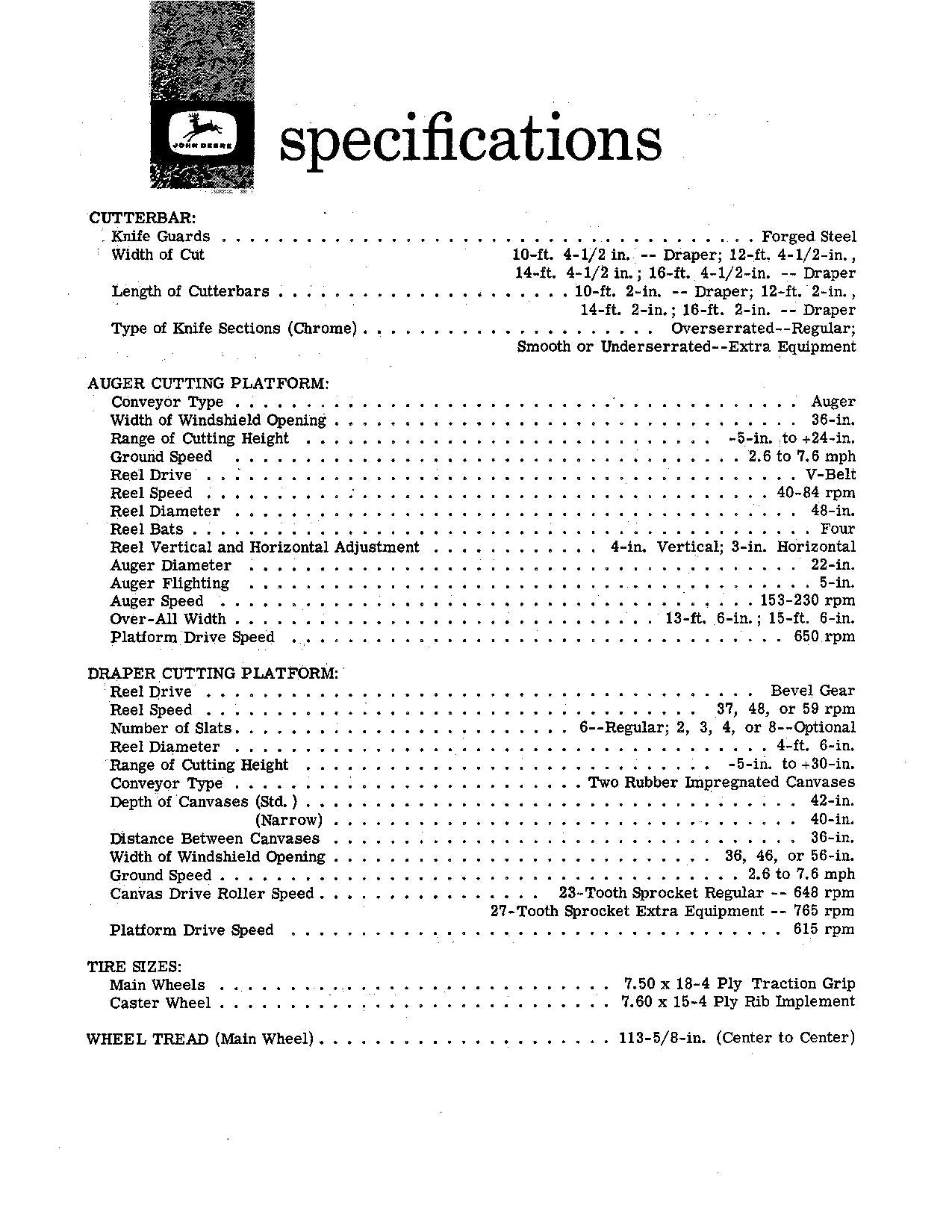 JOHN DEERE 215A WINDROWER OPERATORS MANUAL