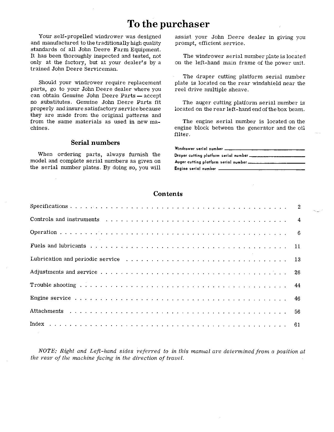 JOHN DEERE 215A WINDROWER OPERATORS MANUAL