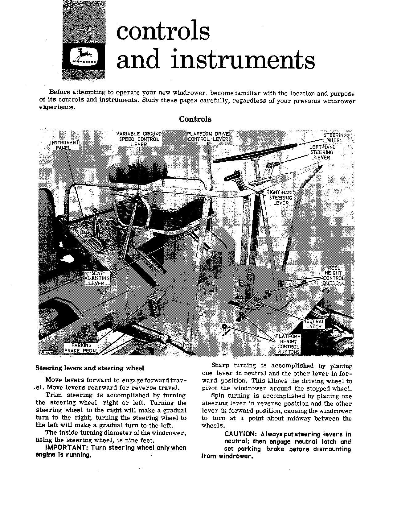 JOHN DEERE 215A WINDROWER OPERATORS MANUAL