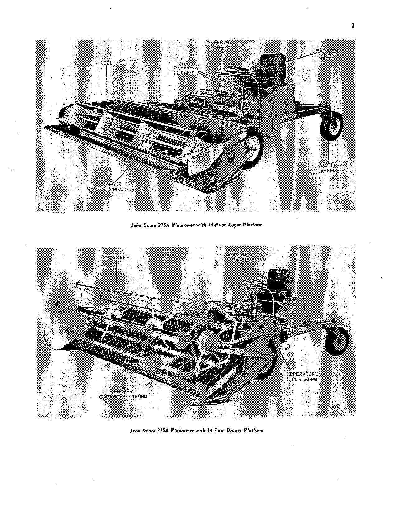 JOHN DEERE 215A WINDROWER OPERATORS MANUAL