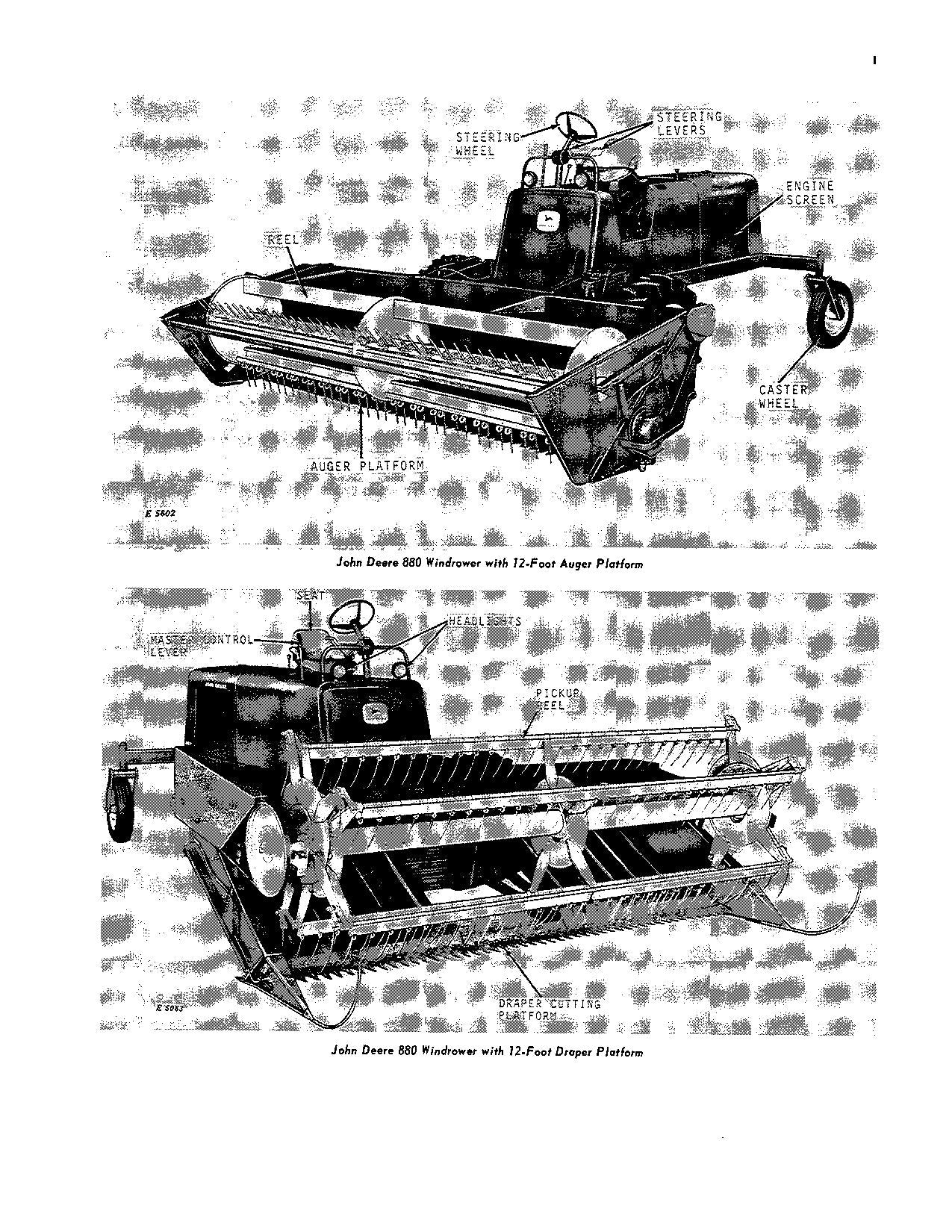 JOHN DEERE 880 WINDROWER OPERATORS MANUAL #1