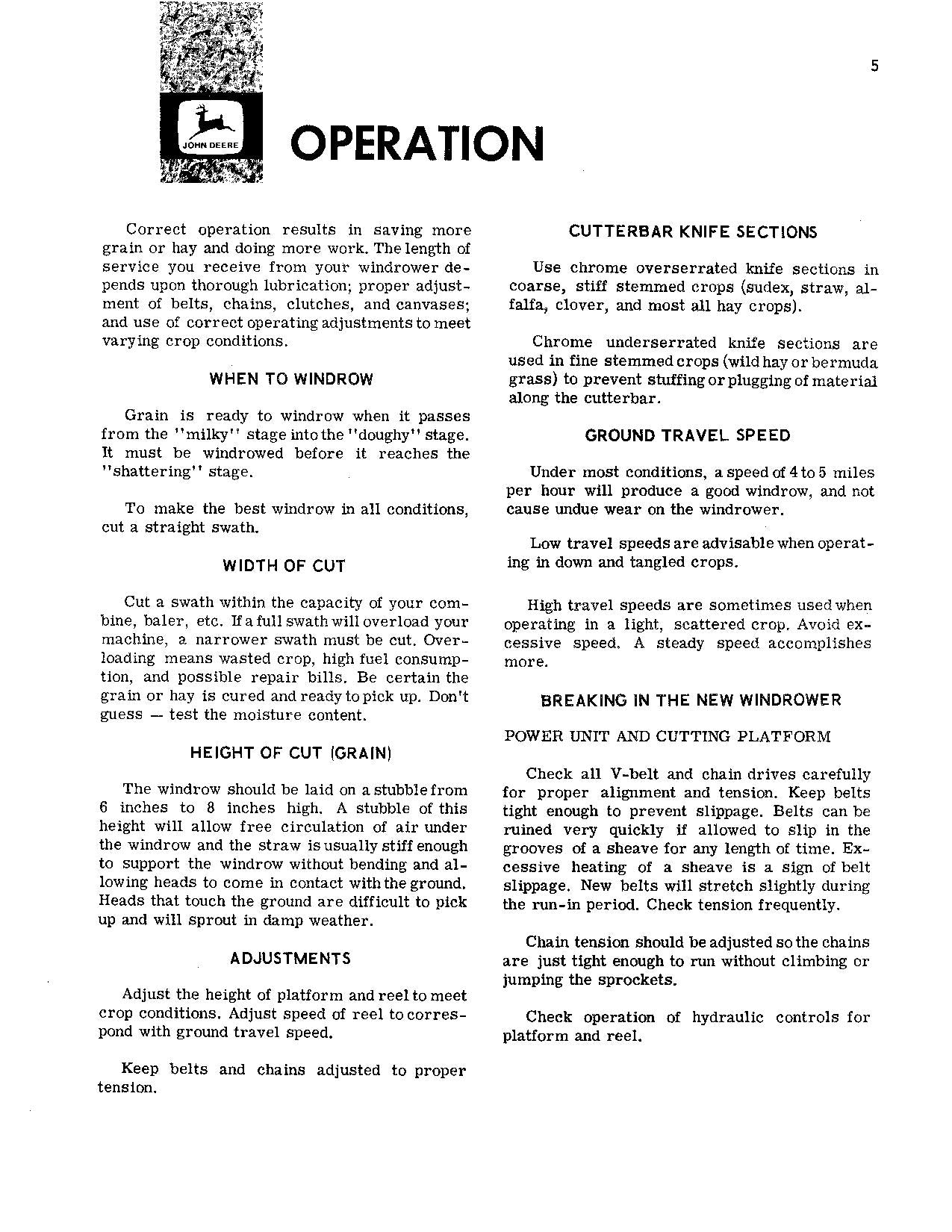 JOHN DEERE 780 WINDROWER OPERATORS MANUAL #1