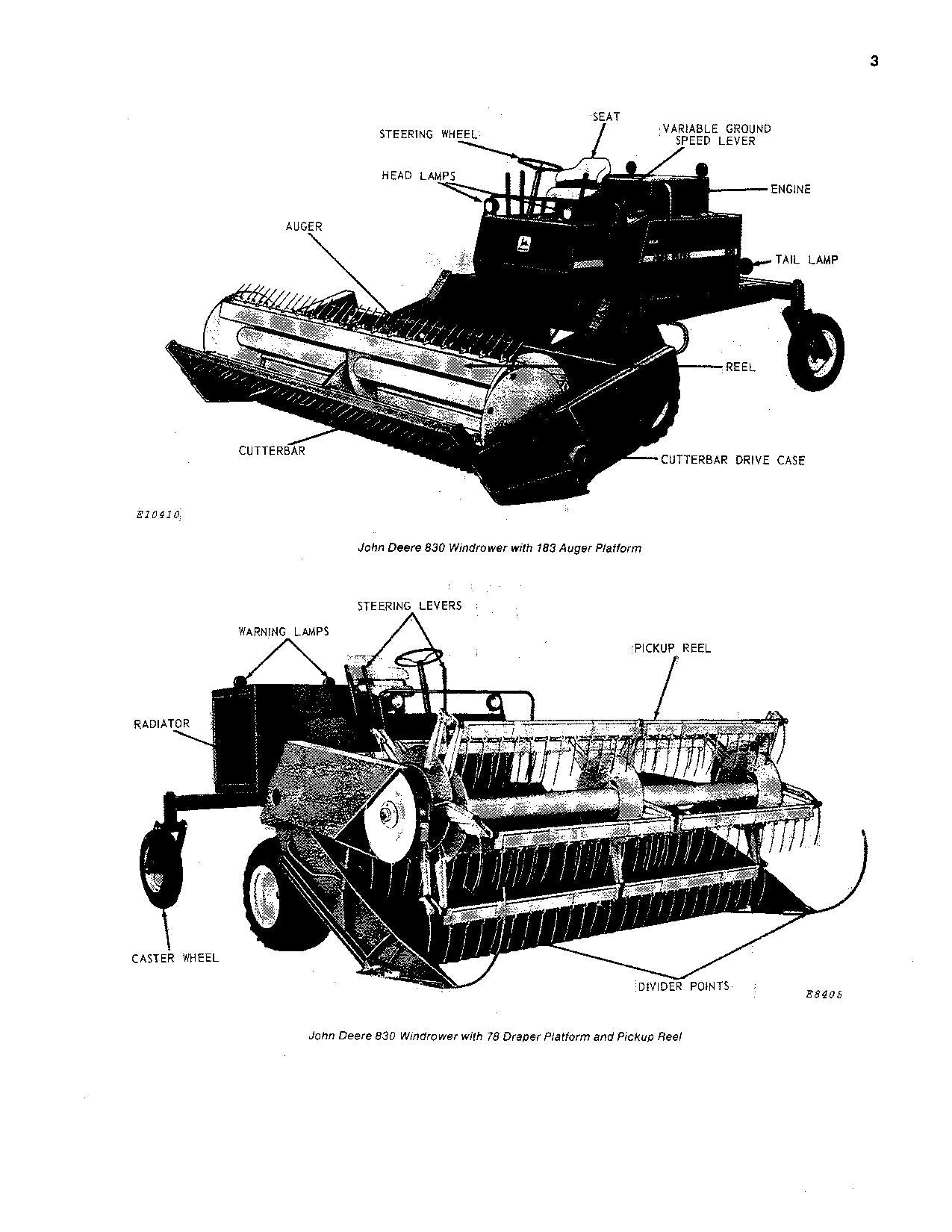 JOHN DEERE 830 WINDROWER OPERATORS MANUAL #1