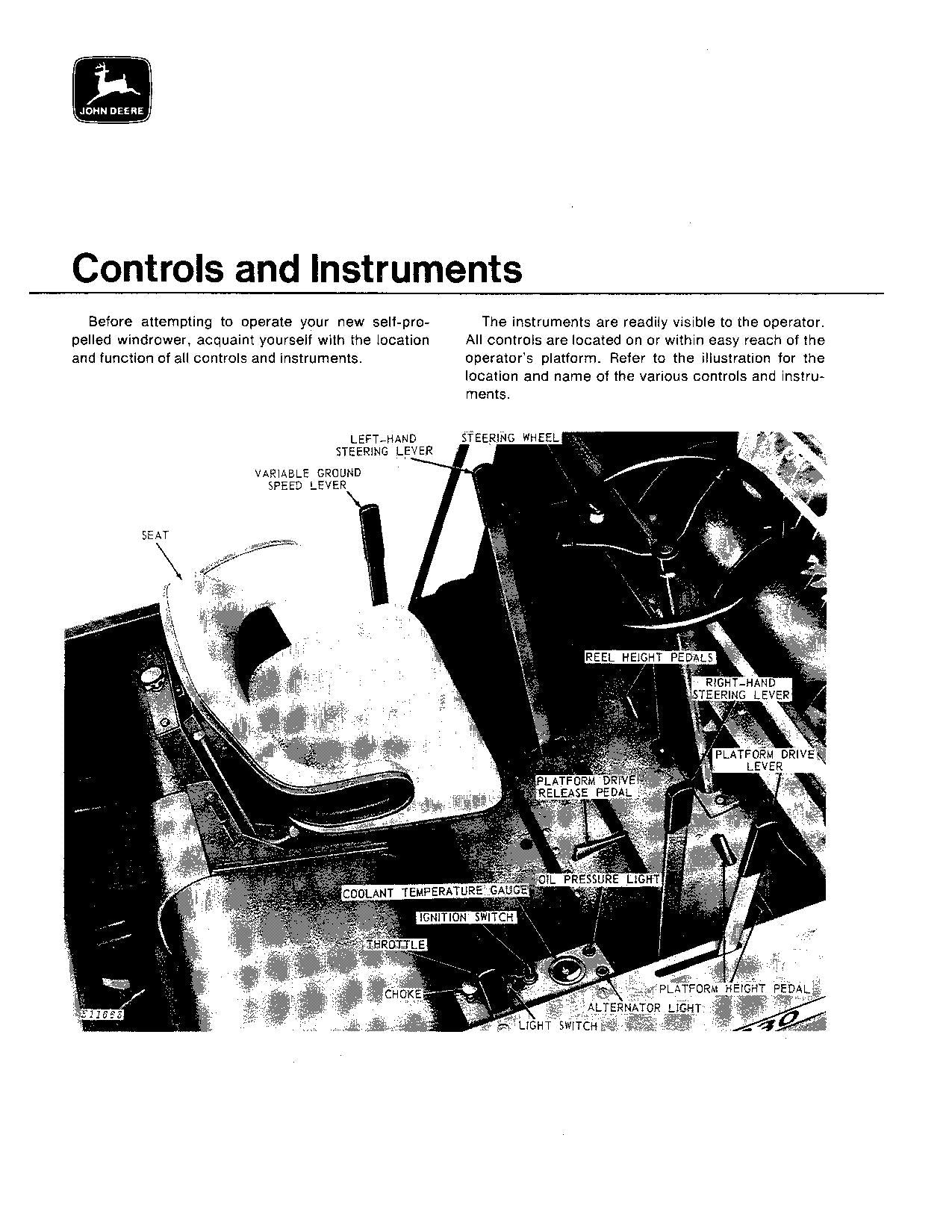 JOHN DEERE 830 WINDROWER OPERATORS MANUAL #1