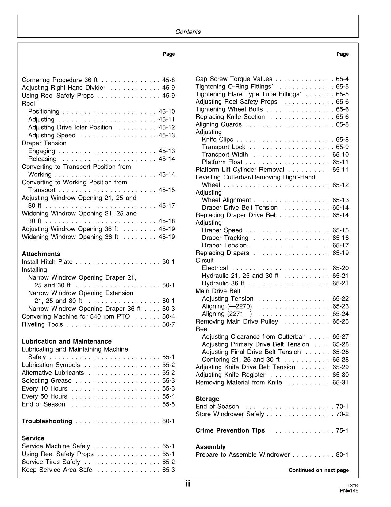 JOHN DEERE 590 WINDROWER OPERATORS MANUAL